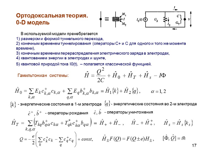 17 Ортодоксальная теория. 0-D модель      В используемой модели пренебрегается